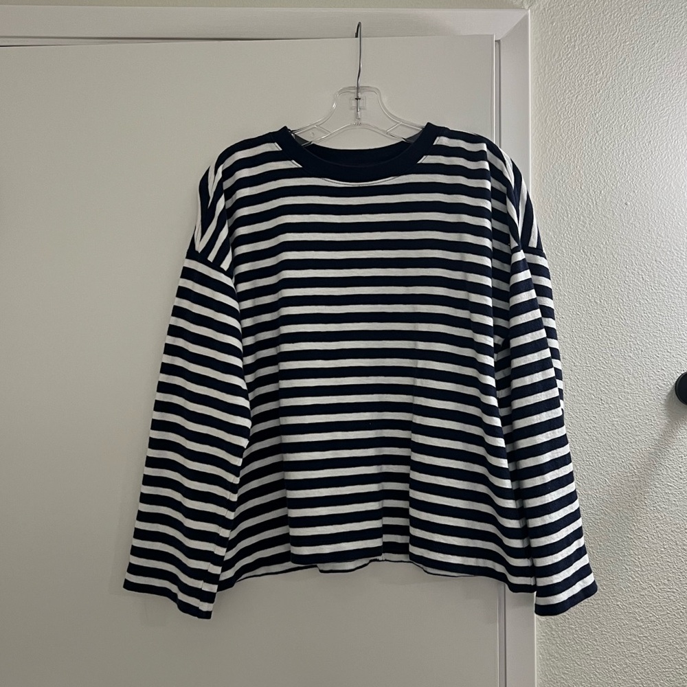 Madewell Blue and White Long Sleeve Top